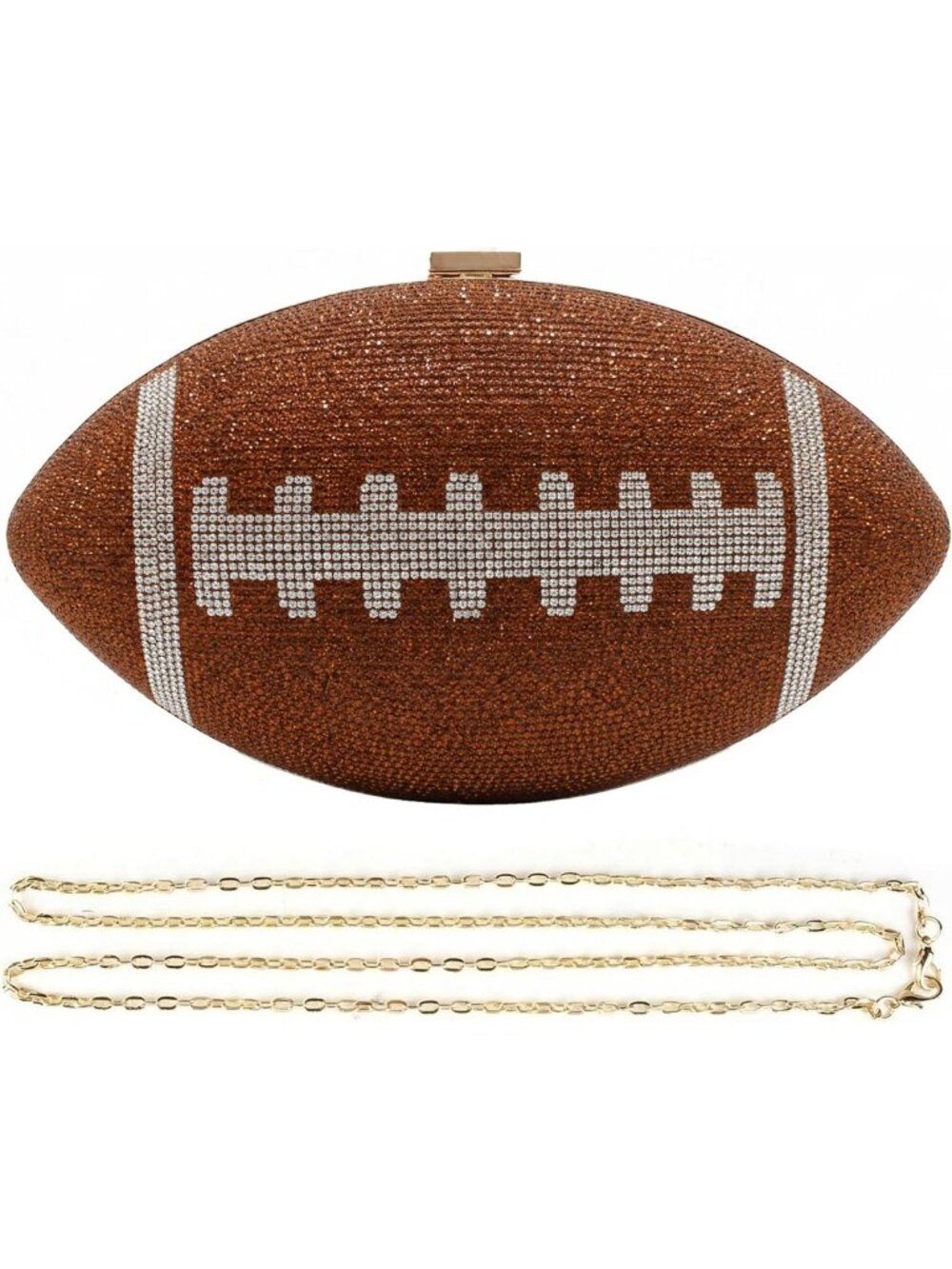 Rhinestone Football Shaped Quirky Bag | Novelty Chain Purse for Fun Style